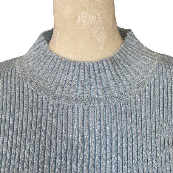 Moonlight Bay women's large light blue stretchy sleeveless sparkle tank sweater - Picture 5 of 9